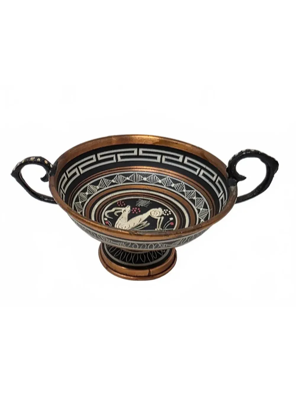 Vintage Greek Copper Kylix Miniature Footed Bowl Handmade in Greece